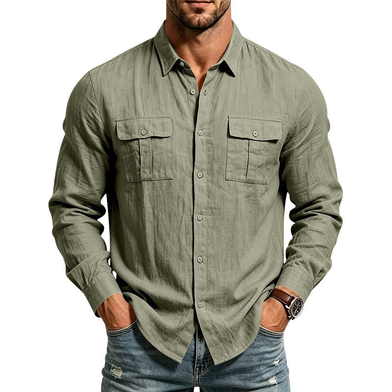 Langarm-Herren-Shirt aus Leinen-Polyester – Bild 8 | LuxeStyle