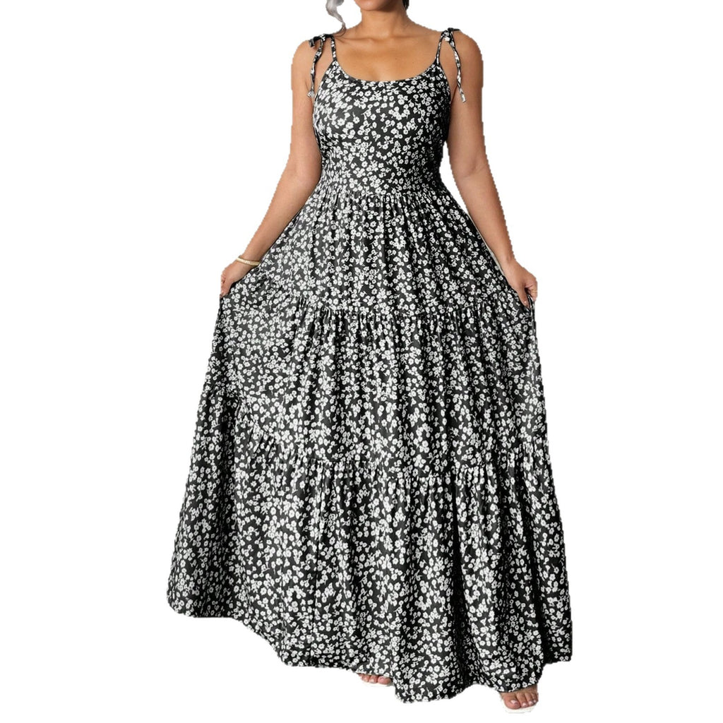 Ärmelloses bedrucktes Midi-Kleid