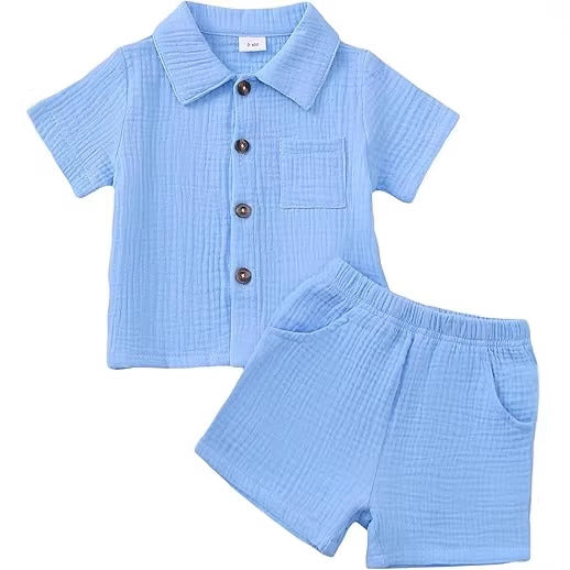Baby Baumwoll-Leinen Set mit Shorts – Bild 3 | LuxeStyle