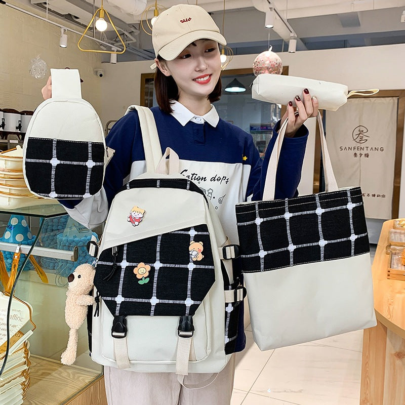 Karierter Rucksack im koreanischen Stil