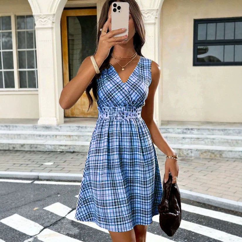 Vielseitiges V-Neck Midikleid mit Print