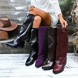 Retro Slouch Stiefel mit spitzer Zehenpartie