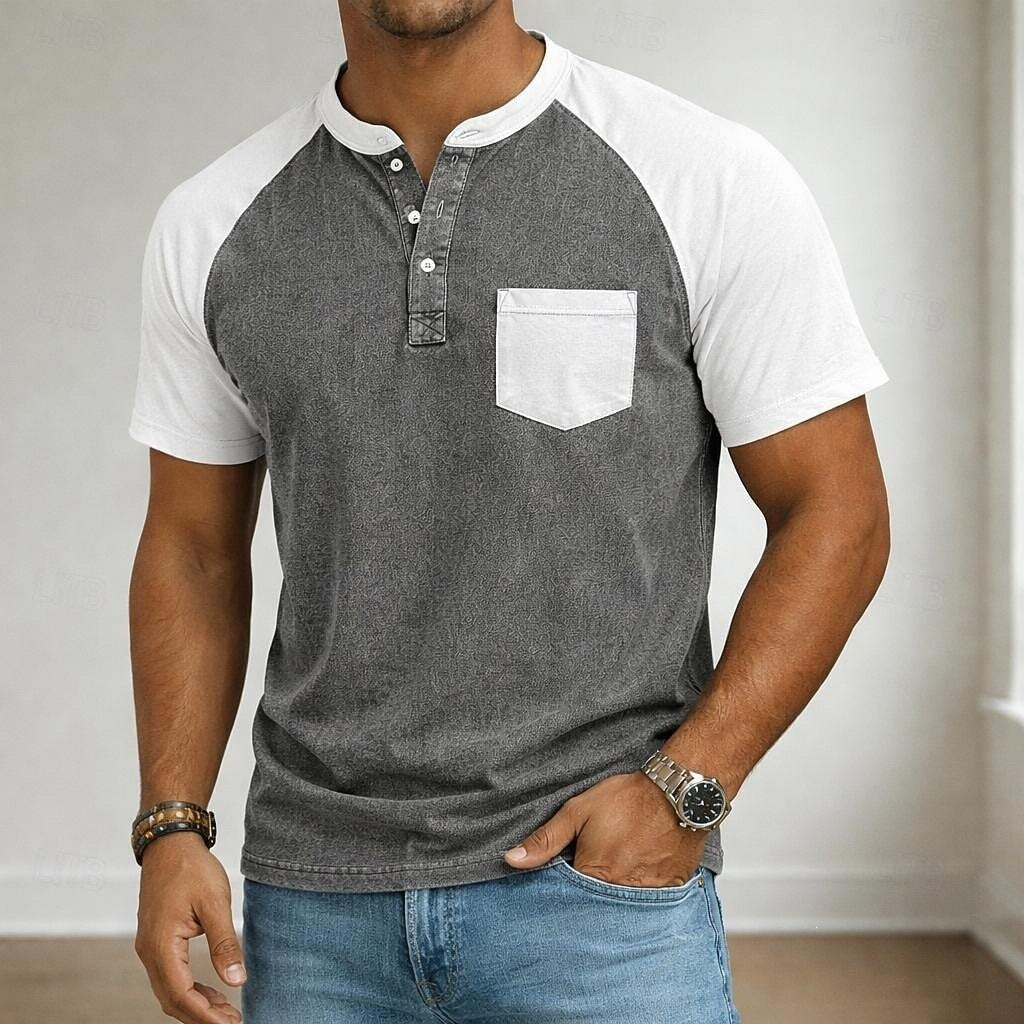 Polo-Shirt mit Henley-Kragen für Herren