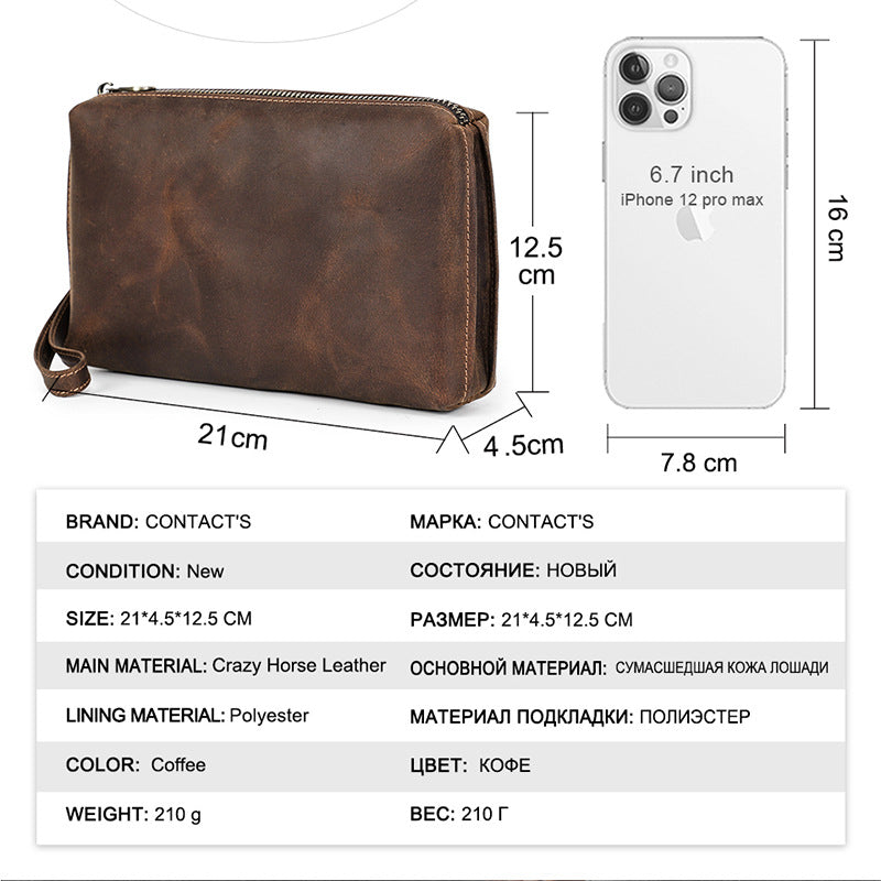 Braune Lederhandtasche für grosse Smartphones