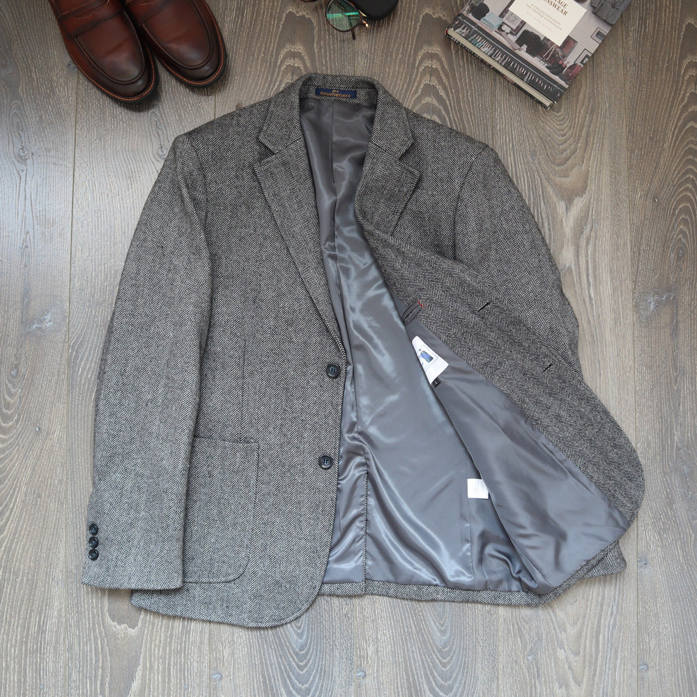 Herren Sakko Fischgrat-Muster Slim Fit – Ansicht 2
