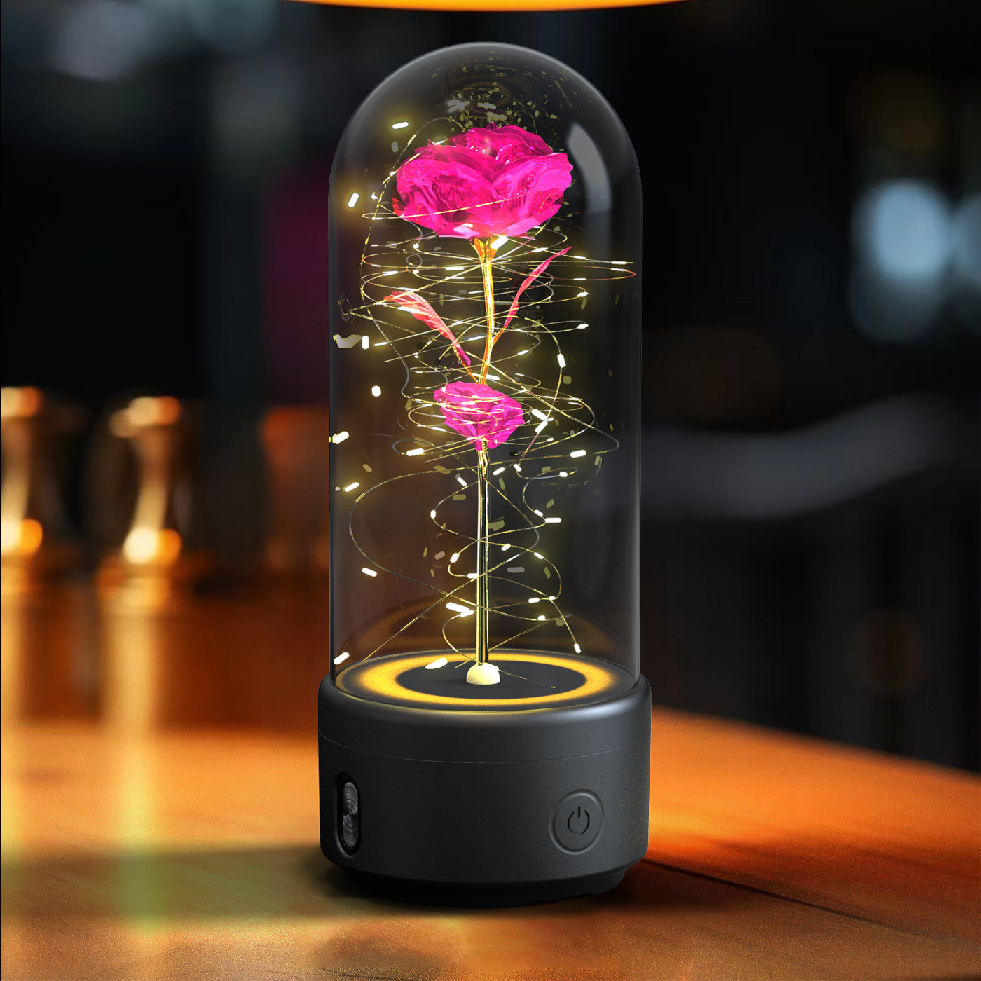 LED Rose mit Bluetooth-Speaker im Glas