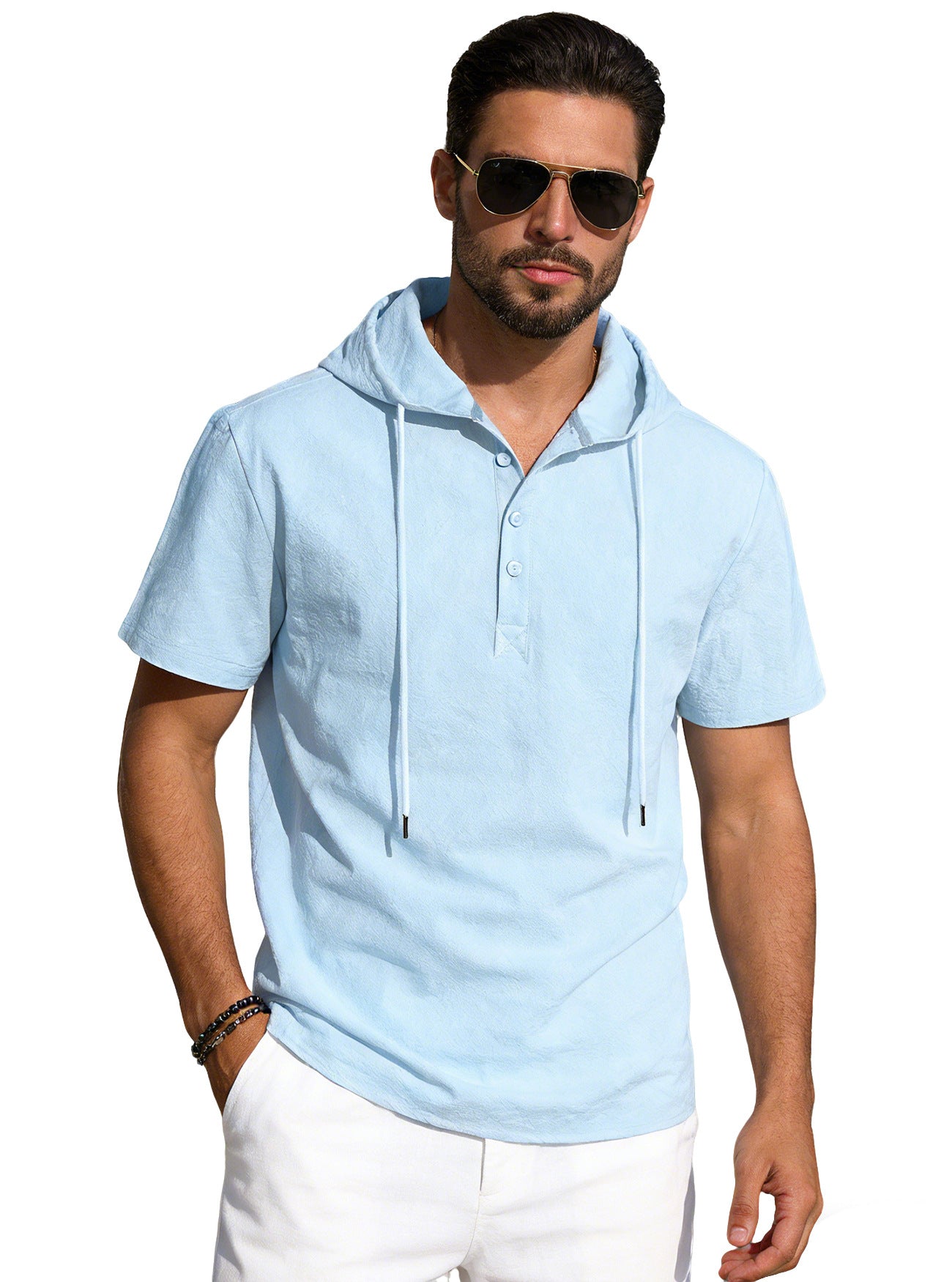Herren Cotton-Linien Kurzarm-Einfarbig Hoodie