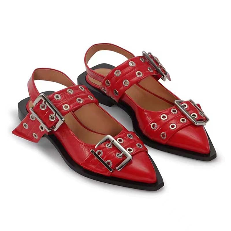 Spitze Mules mit Schnalle aus Leder – Bild 6 | LuxeStyle