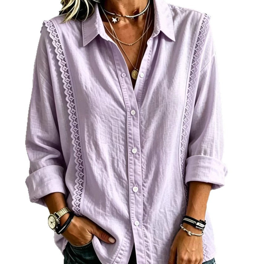 Bluse mit Spitze und langen Ärmeln