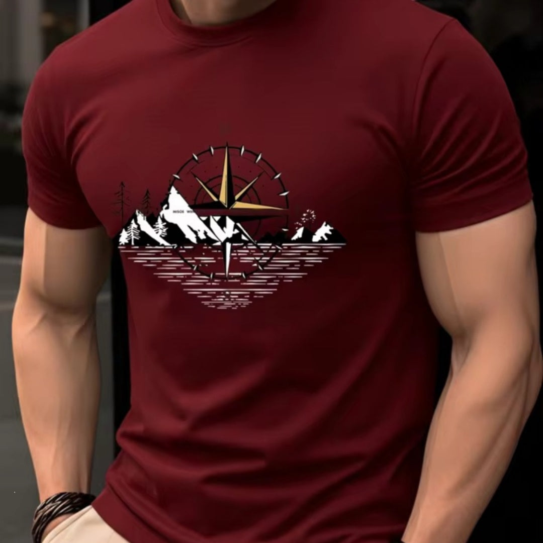 Retro-Kompass-Print-Shirt Herren