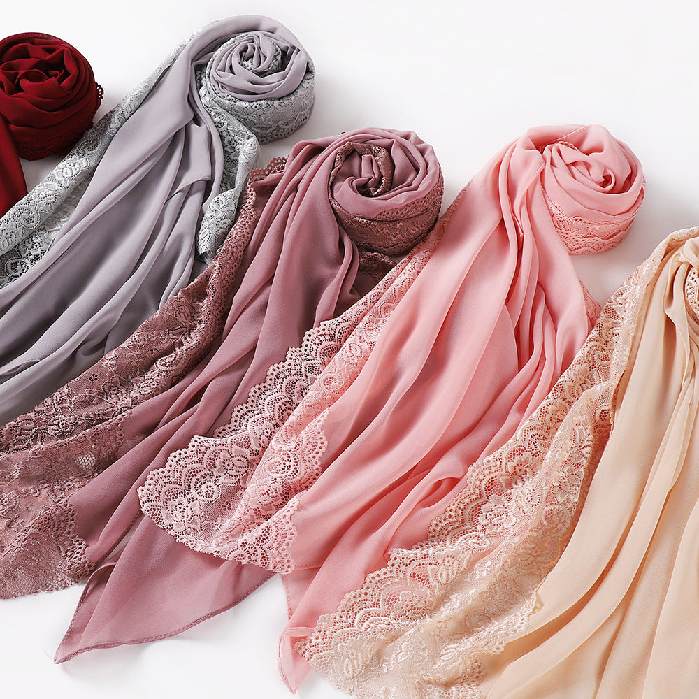 Schal aus Chiffon mit Spitzenabschluss – Bild 11 | LuxeStyle