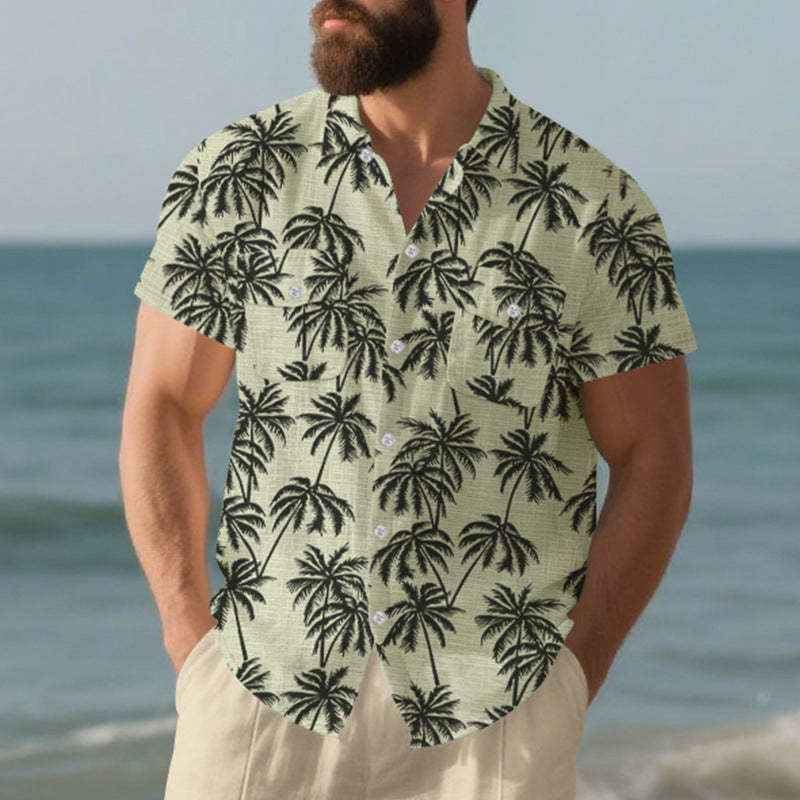Strand-Kurzarmhemd für Herren mit Blumenmuster | LuxeStyle