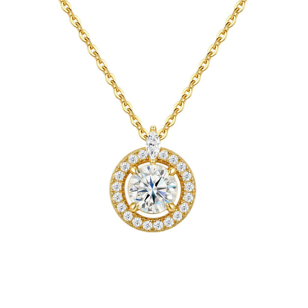 Halskette mit doppeltem Halo & tropfenförmigem Diamant-Akzent