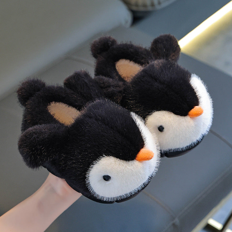 Warme Pinguin-Fleece-Hausschuhe für Kinder