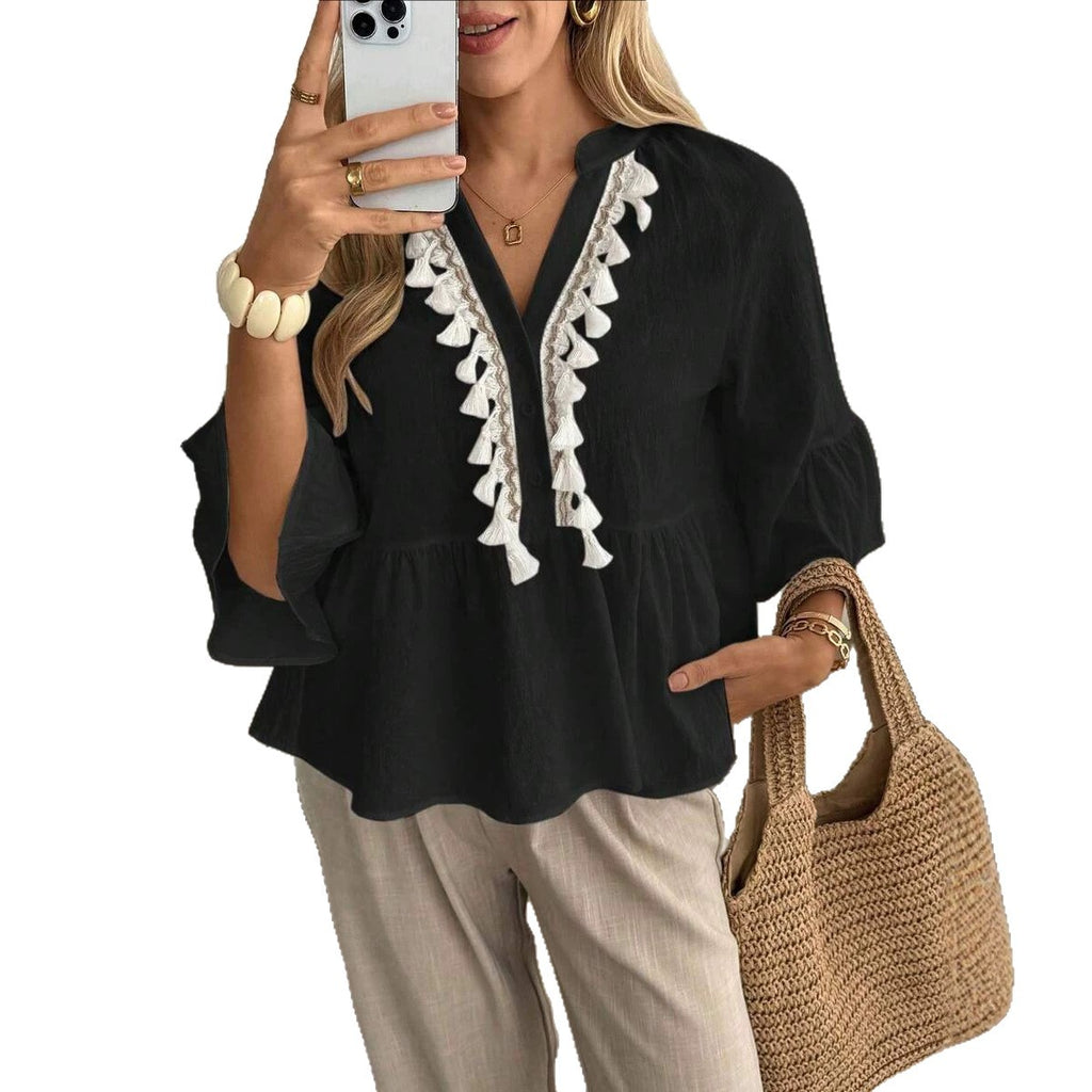 Sommer-Top «Sole» – V-Neck mit Knopfleiste