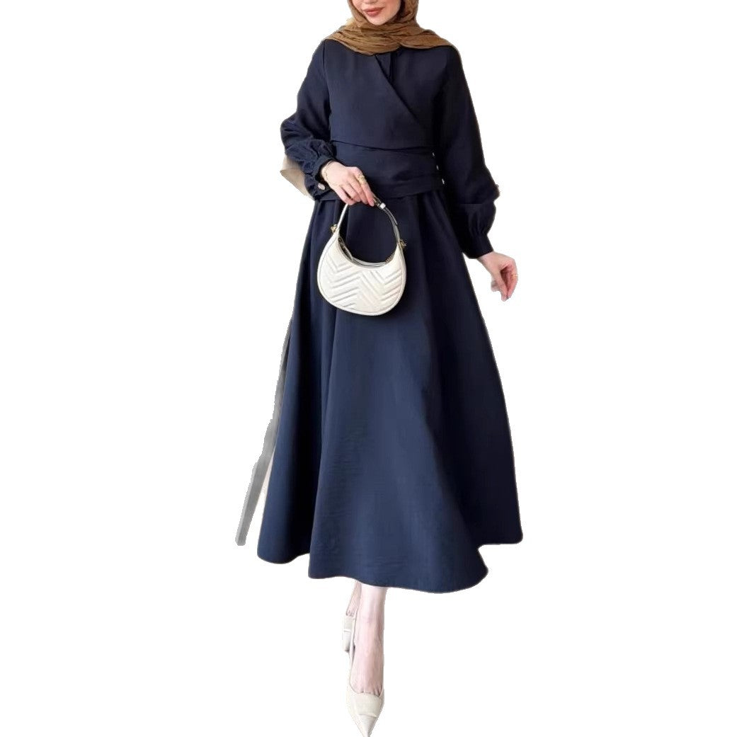 Damen Kleid mit Puffärmeln und Taillengürtel