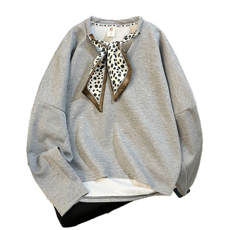 Vintage Seidenschal Loose-Fit Hoodie für Damen