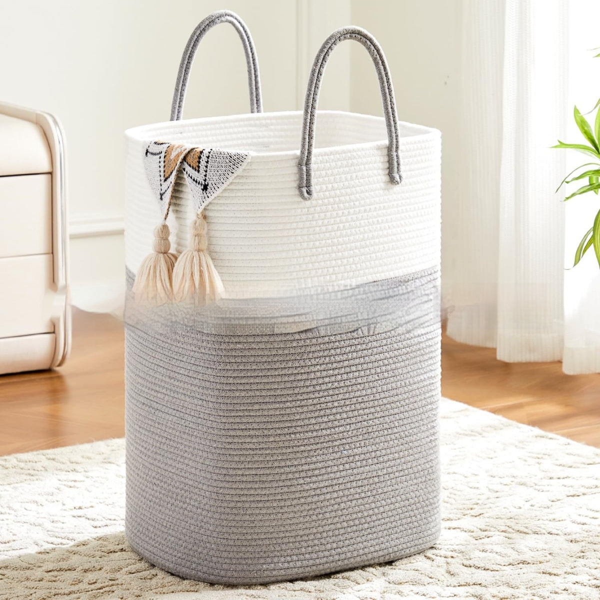Faltbarer Aufbewahrungskorb aus Baumwollschnur – Bild 3 | LuxeStyle