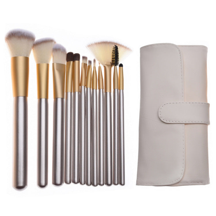 24er Make-up-Bürsten-Set Beige Champagne
