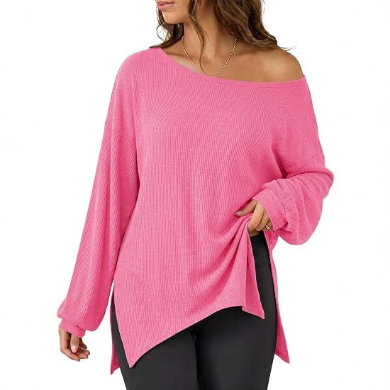 Langarmshirt mit Rundhals und Saumschlitz