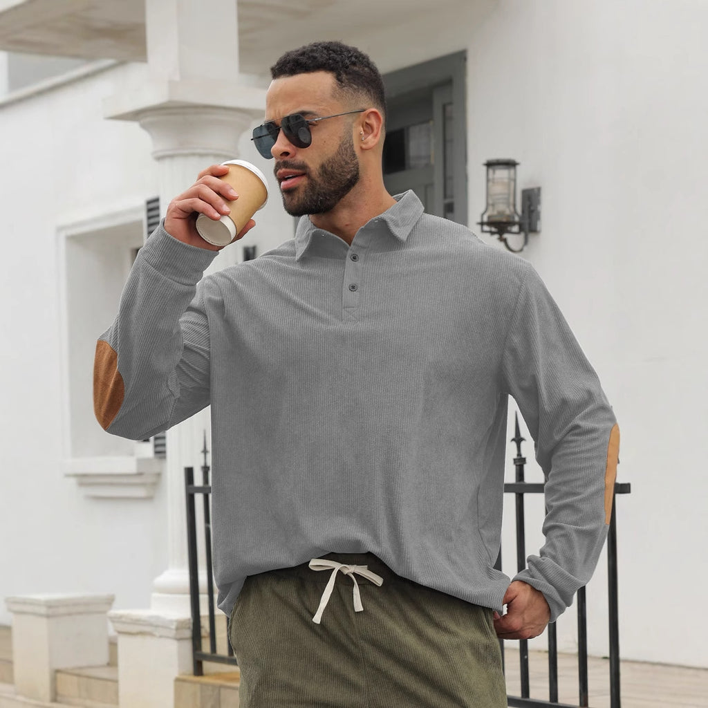 Langarm-Lapel-Shirt mit Streifen – Bild 2 | LuxeStyle
