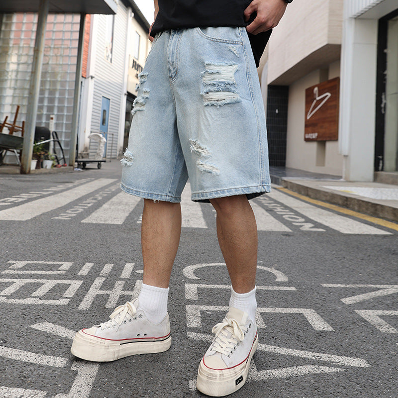 Ripped Denim Shorts