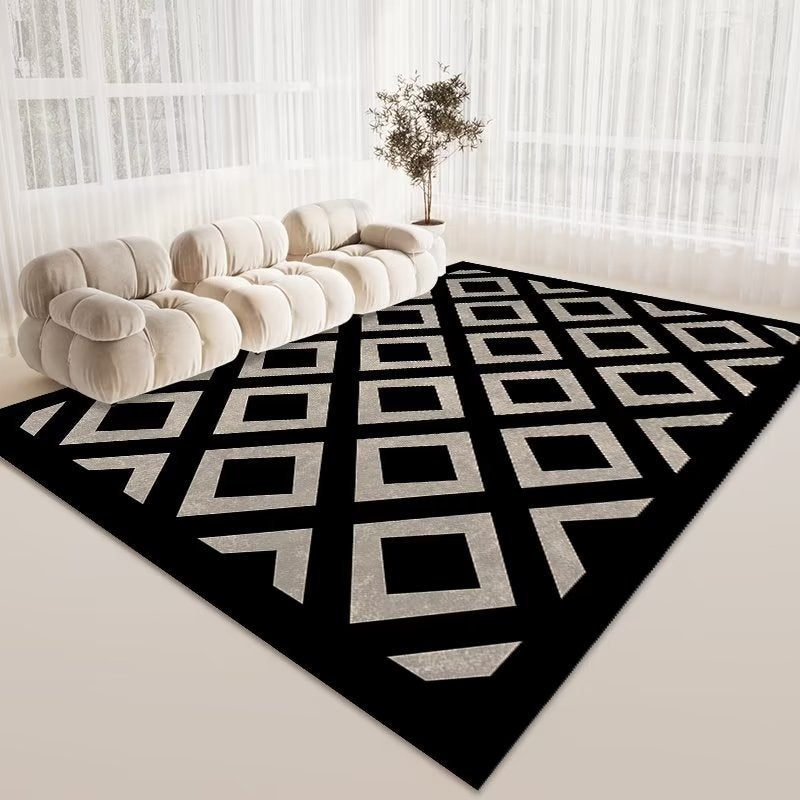 Velour-Teppich schwarz-weiss