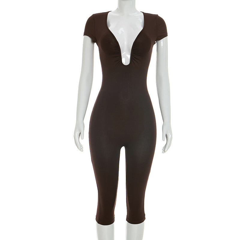 Figurbetonter Jumpsuit mit U-Ausschnitt