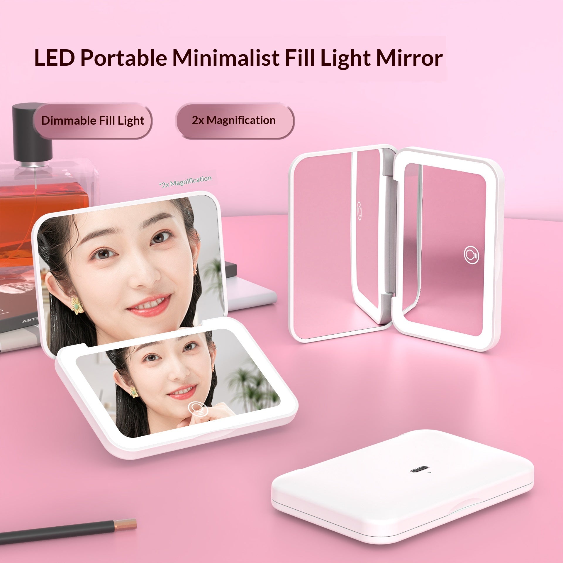 Aufladbare LED-Spiegel mit 3-farbigem Licht