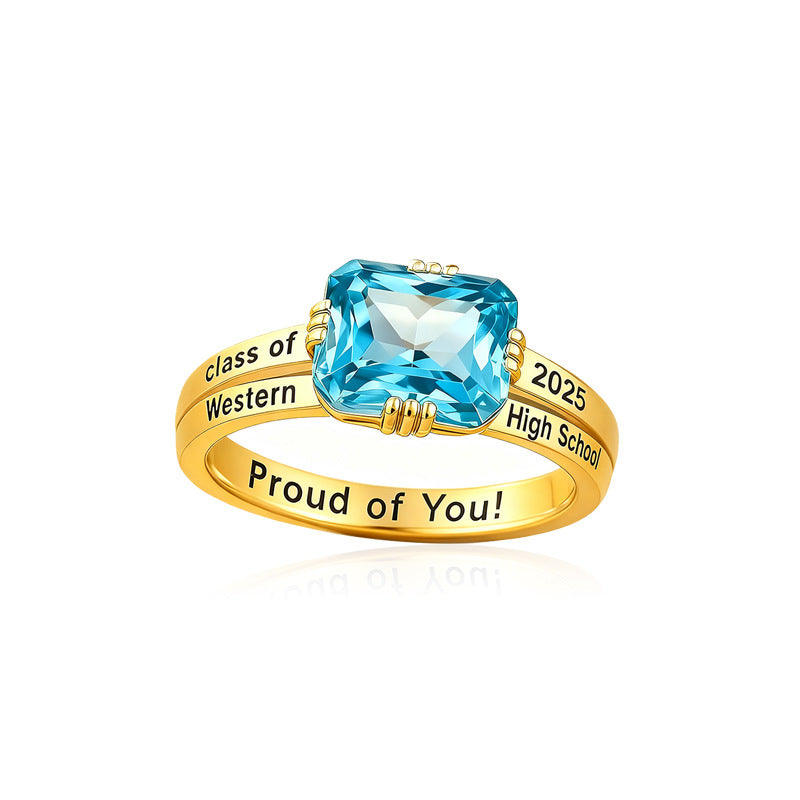 Geburtsstein Ring mit Gravur