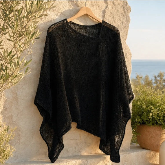 Strick-Cape «Aria» · Solid, Poncho-Optik