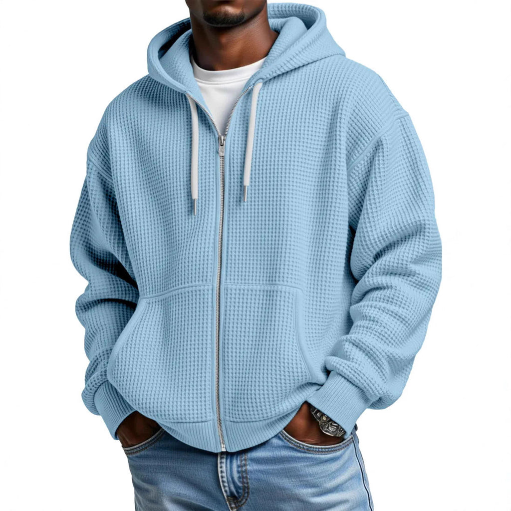 Herren Loose-Fit Kapuzenjacke Waffelpiqué – Bild 7 | LuxeStyle