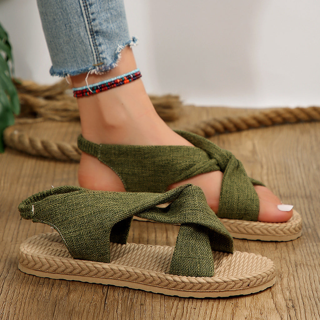 Bequeme einfarbige Slip-On Sandalen für Damen