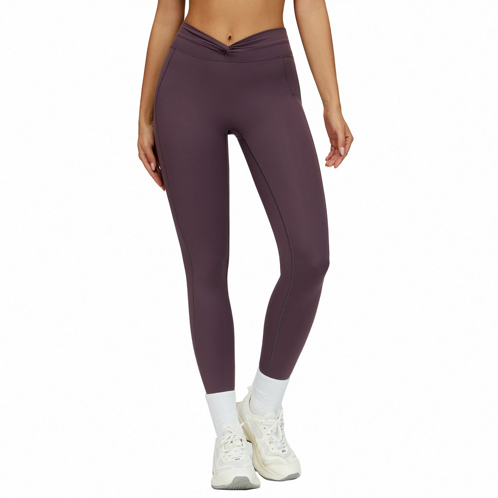 High-Waist Fitnesshose mit gedrehten Falten