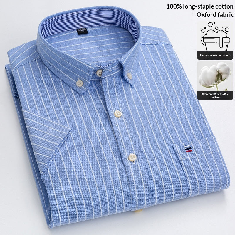 Herren Oxford Baumwollhemd Kurzarm