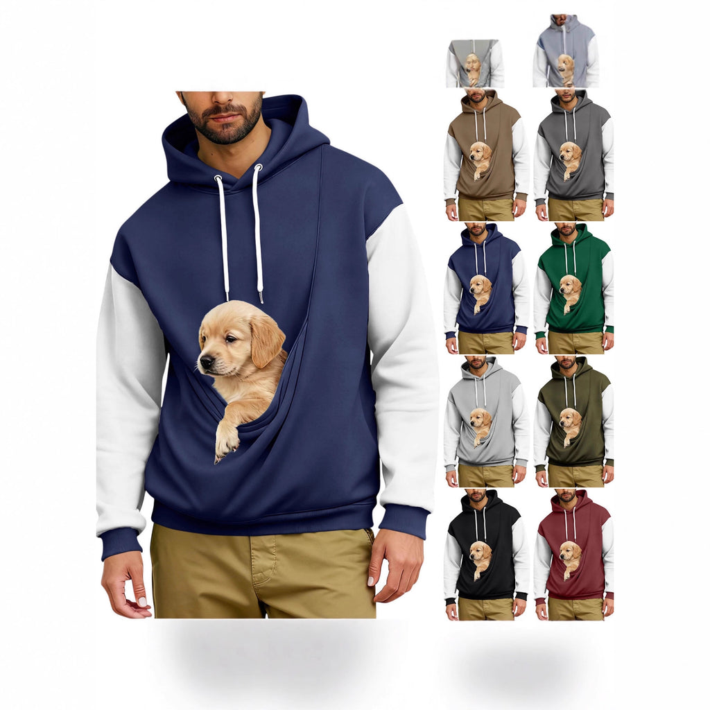 Retro-Hoodie mit Farbblock-Muster