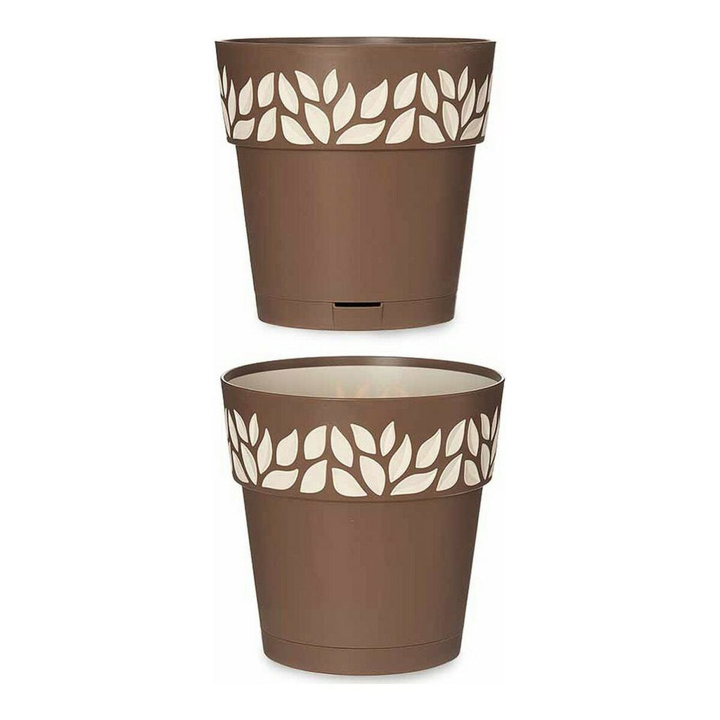Selbstbewässernder Blumentopf Stefanplast 3920111 Braun Beige