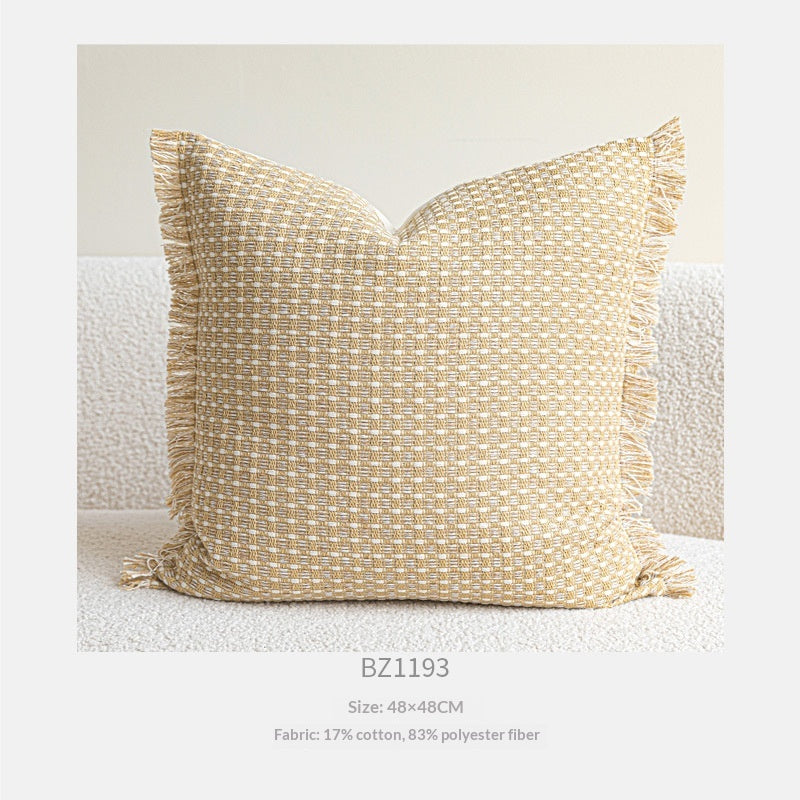Baumwoll-Leinen Kissenhülle Beige-Gelb