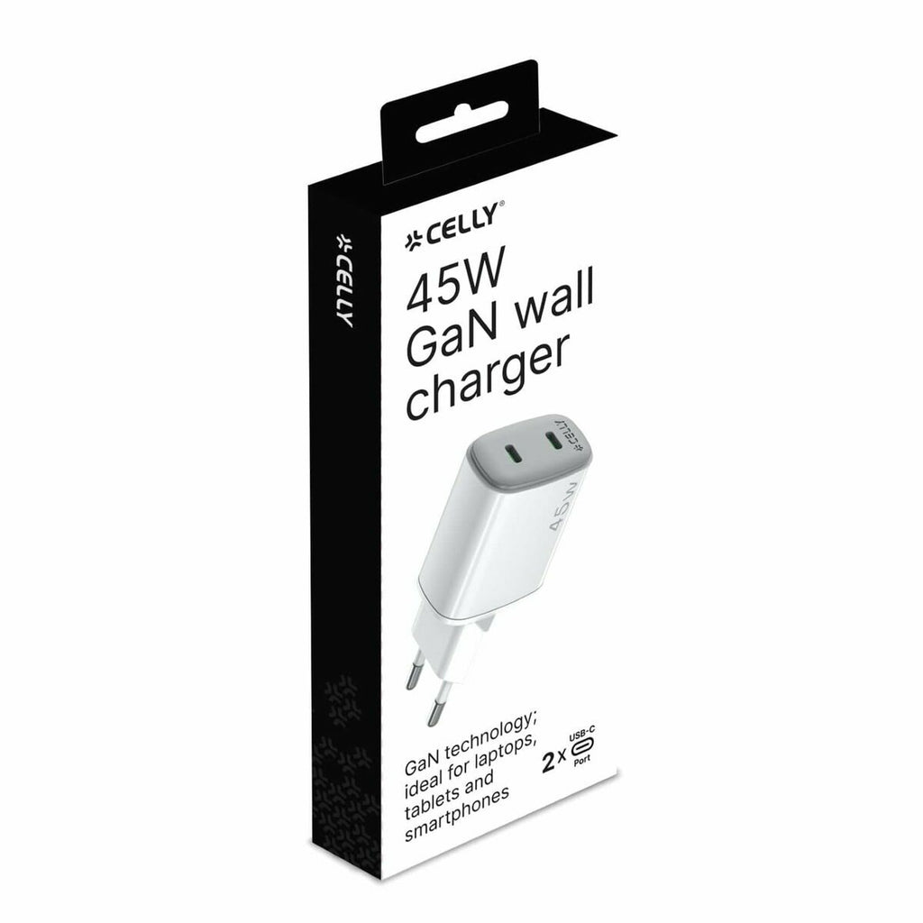 Wandladegerät Celly UPTC2USBC45WWH Weiß