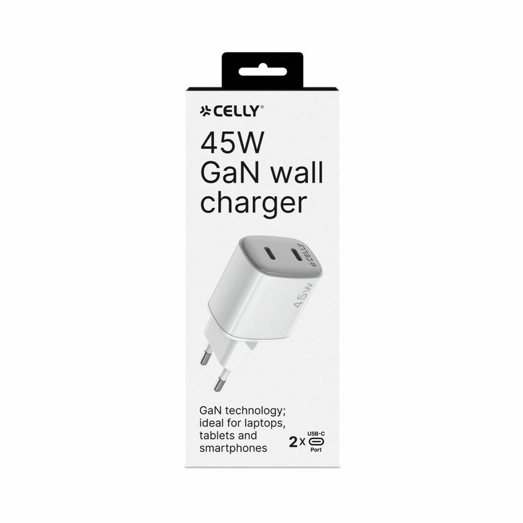 Wandladegerät Celly UPTC2USBC45WWH Weiß