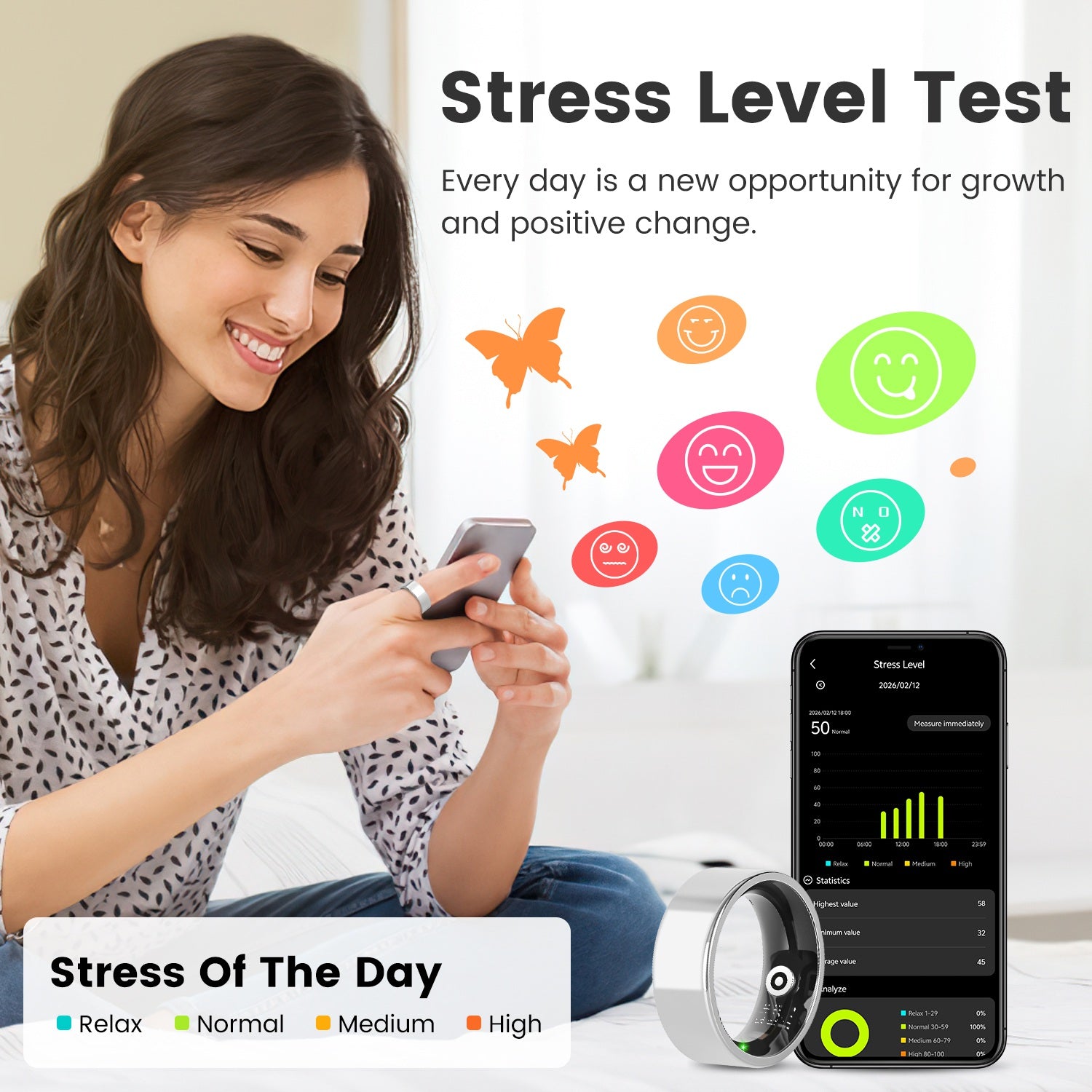Smart Ring Gesundheits-Tracker mit Ladecase – Ansicht 8
