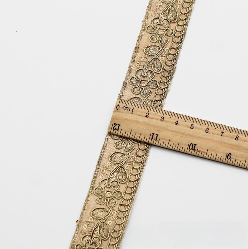 Chiffon-Stickband mit Goldfaden, 3 cm | LuxeStyle