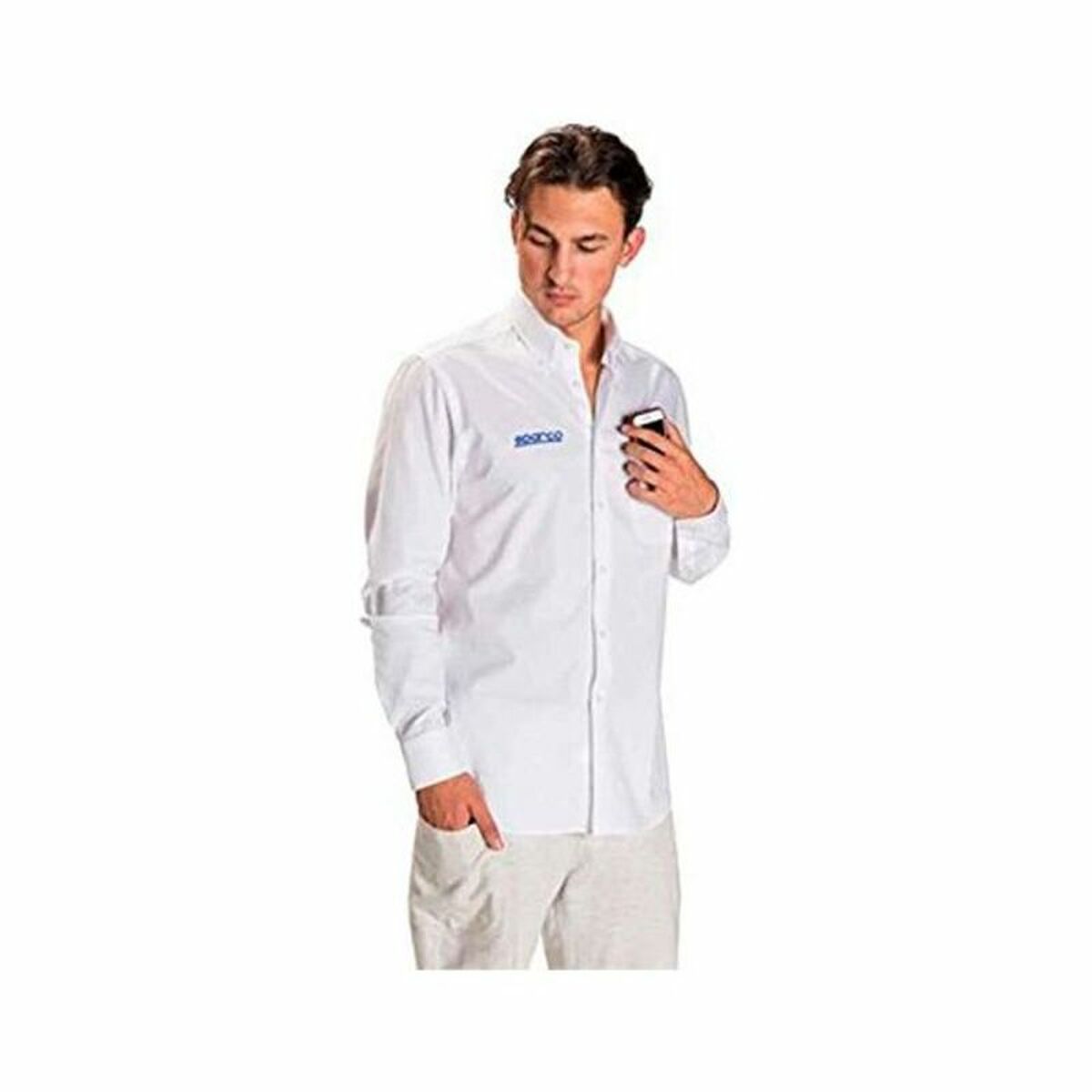 Herren Langarm-Hemd Sparco Weiss (Grösse S)
