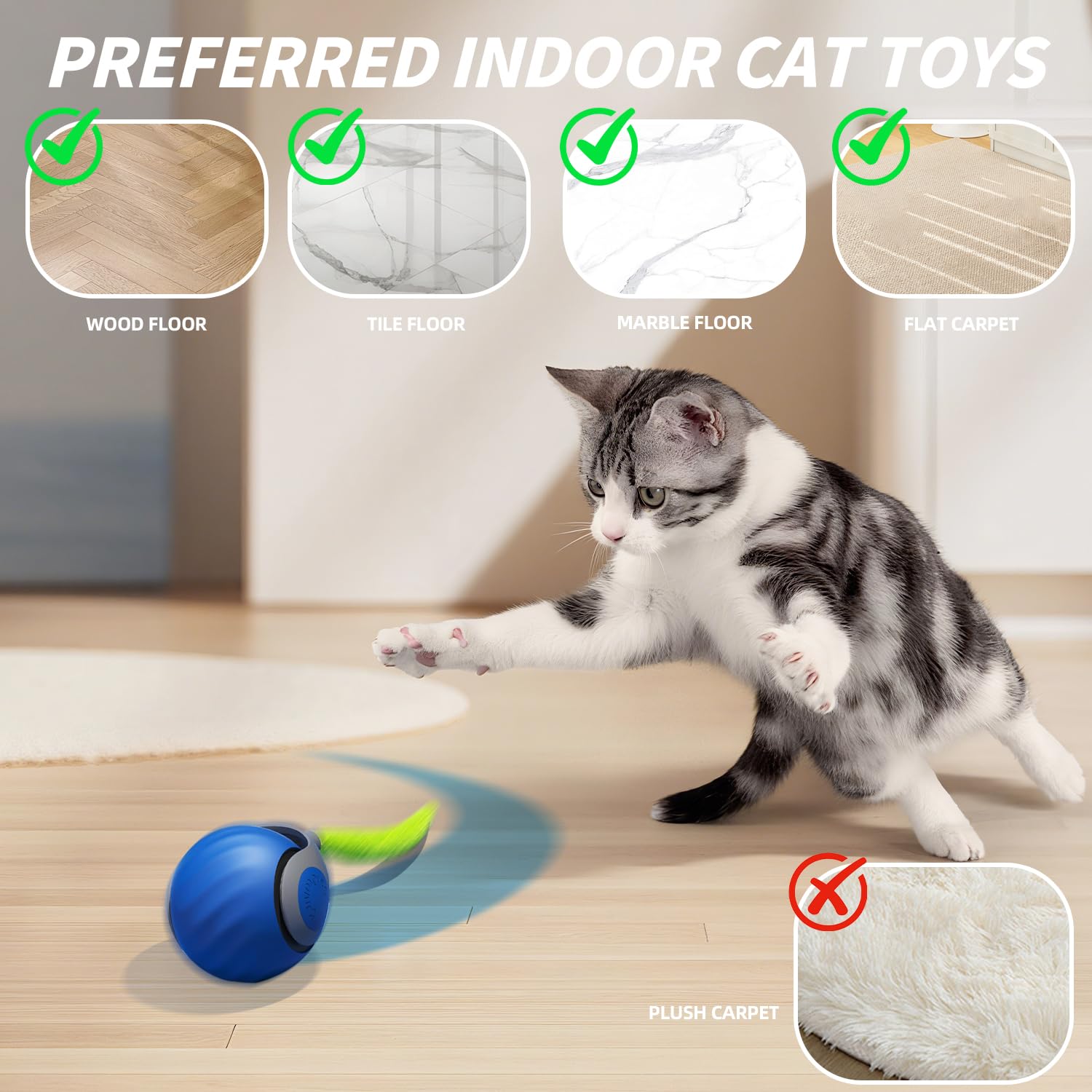 Interaktiver Katzenball mit Federanhängern
