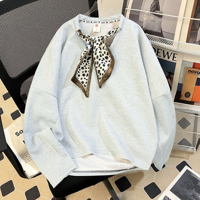 Vintage Seidenschal Loose-Fit Hoodie für Damen