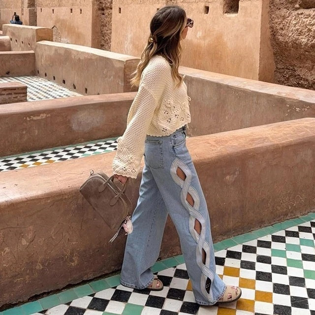 High-Waist Straight-Leg Jeans für Damen