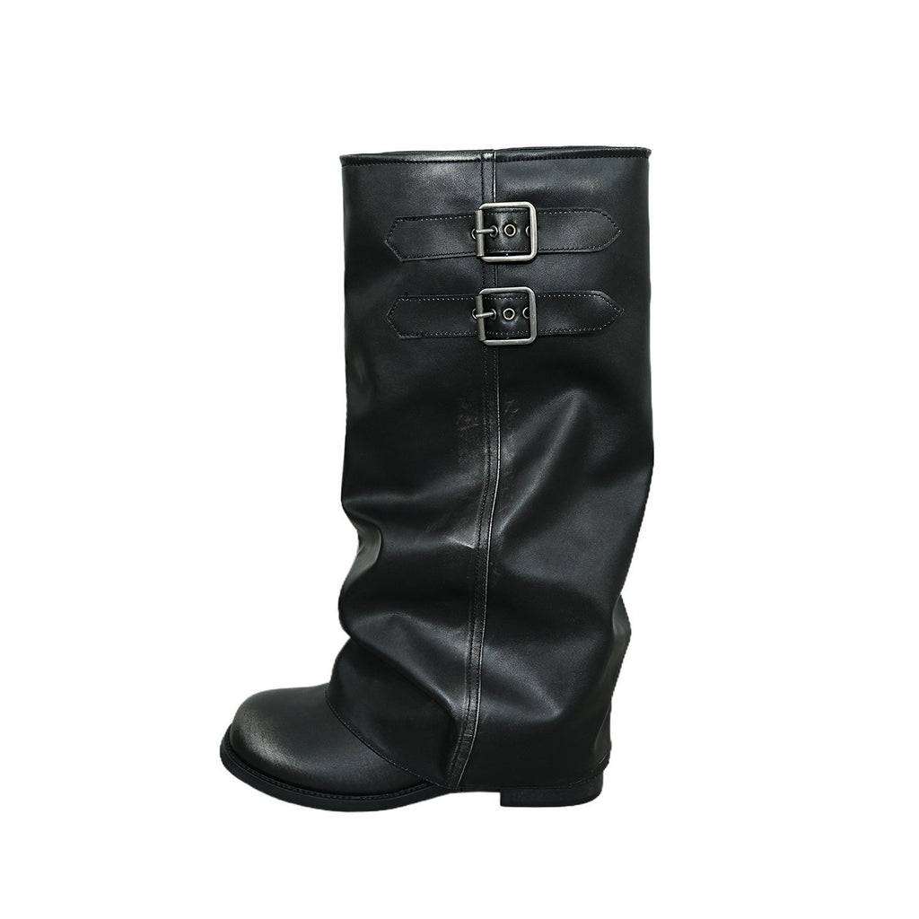 Retro-Stiefel mit Schnallen-Detail – Bild 1 | LuxeStyle