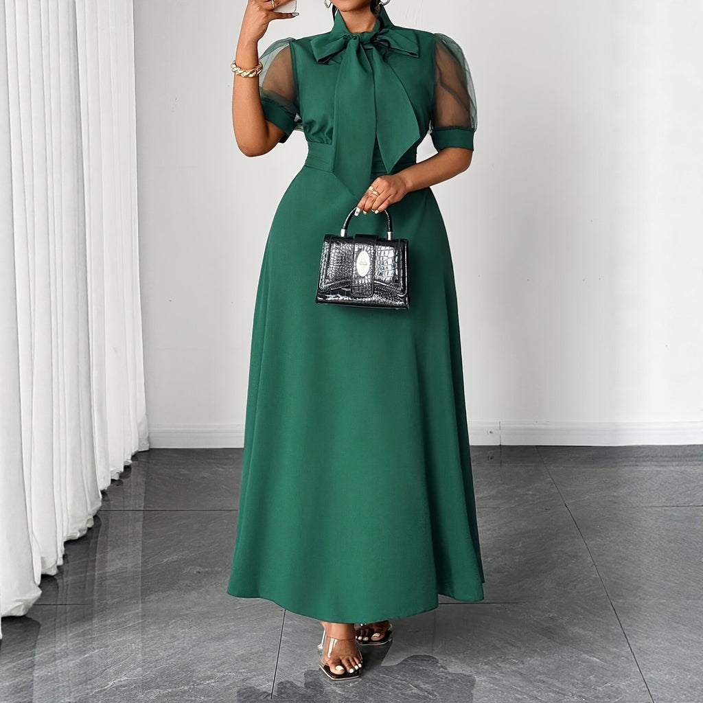 Midikleid mit Mesh und Schleifendetail