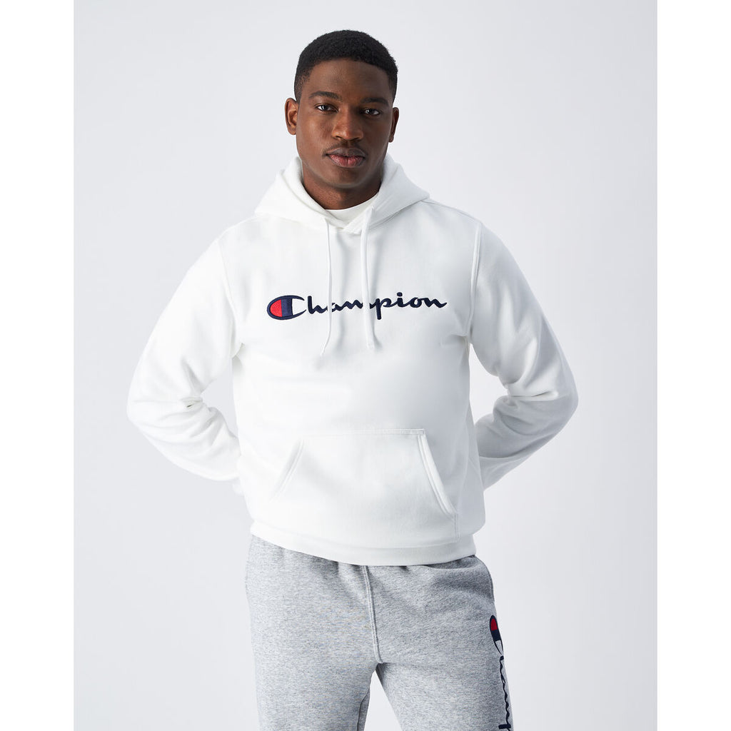 Herren Sweater mit Kapuze Champion HOODED SWEATSHIRT 220253 WHT Weiß – LuxeStyle Schweiz
