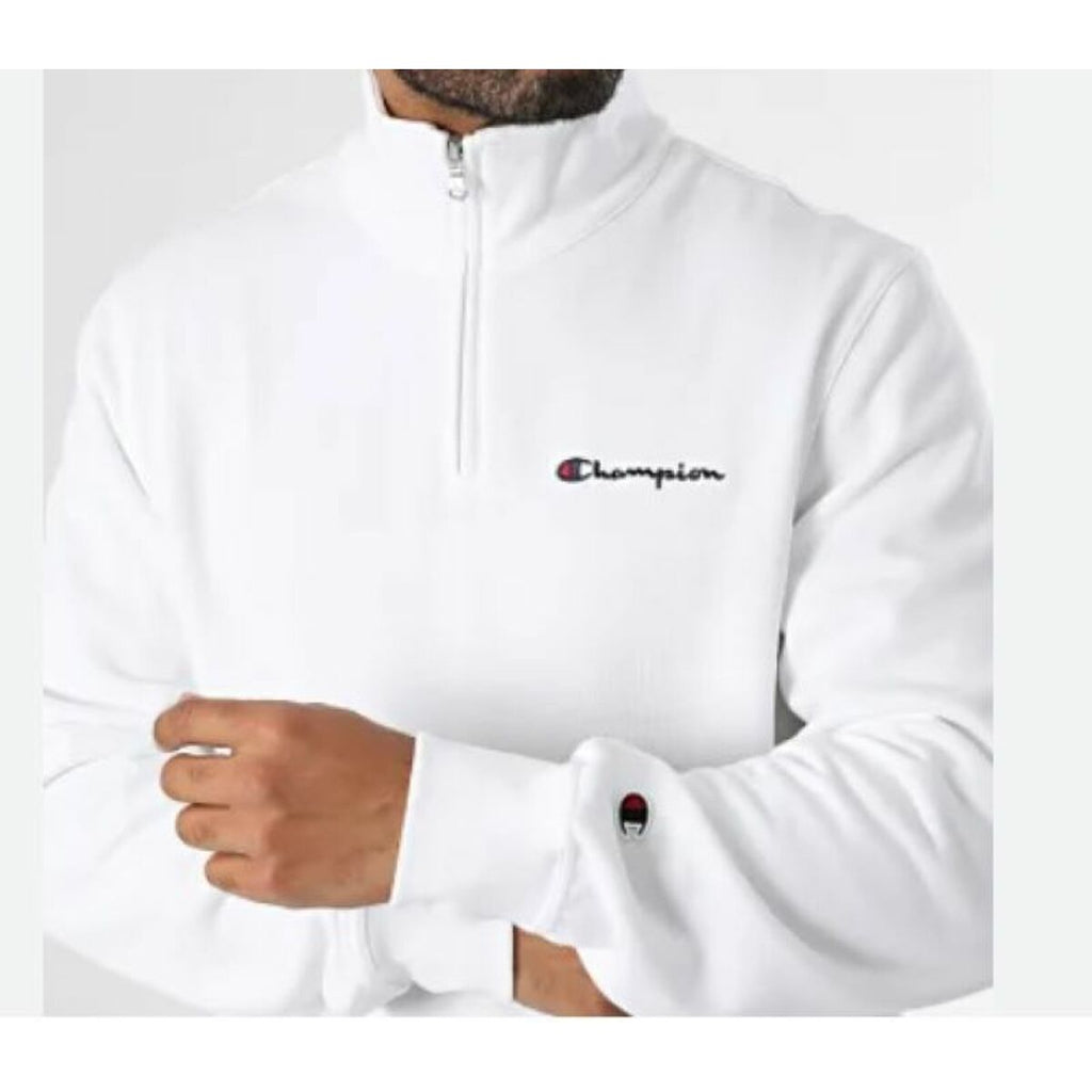 Herren Sweater ohne Kapuze Champion HALF ZIP SWEATSHIRT 220263 WHT Weiß – LuxeStyle Schweiz